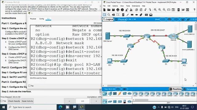 7.4.1 Packet Tracer - Implement DHCPv4