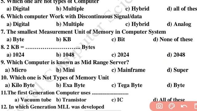 Chapter (4) Computer science (कम्प्यूटर) McQ Class 11 | jac class 11 computer v.v.I qustions