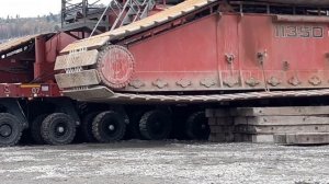 перемещение крана Liebherr LTR 11350, на модульном транспортёре