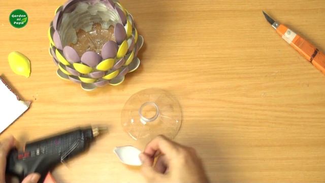 Pineapple Design Flower Vase make of Plastic Spoons | Recycled Plastic Bottle Craft Ideas | DIY