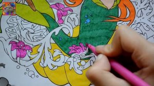 Раскраска. Русалочка в ракушке Videos for Children. Coloring with markers by BAMBUSYA. Mermaid