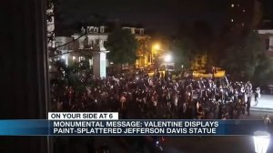 Monumental Message: Valentine displays paint-splattered Jefferson Davis statue