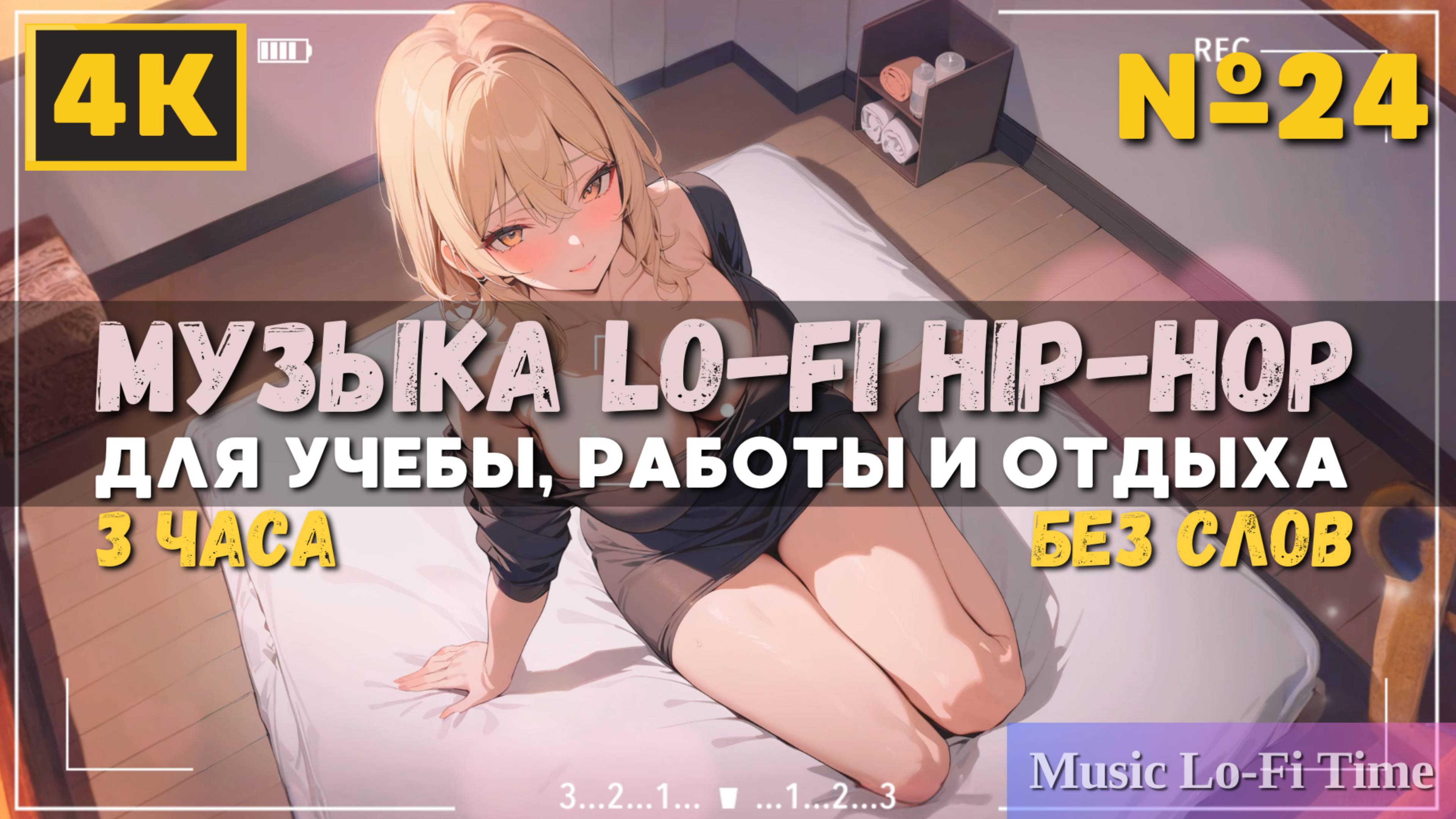 3 Часа/4К - Музыка Lofi Hip-Hop №24 музыка для работы, учебы, фона, баров и кафе