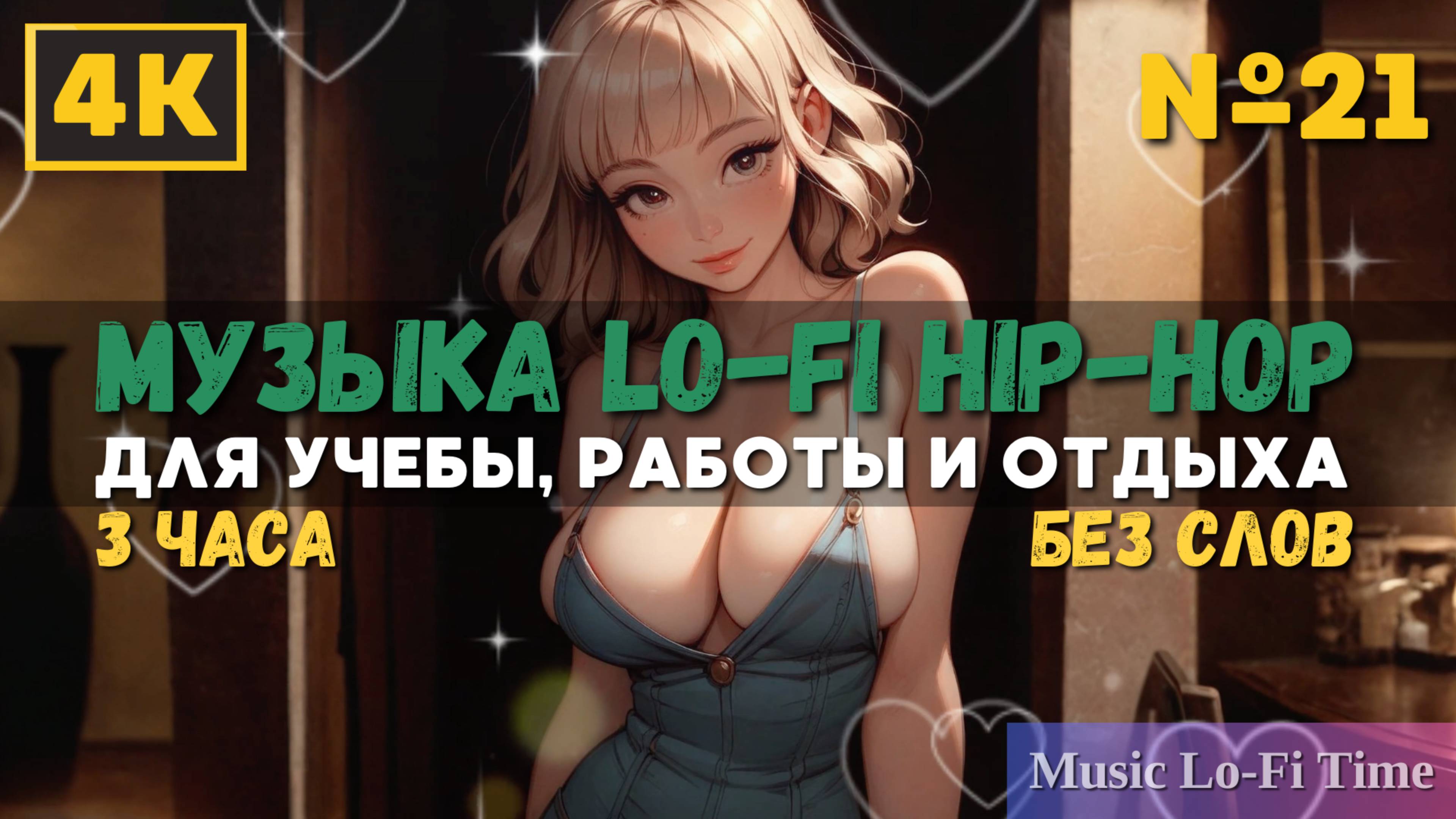 3 Часа/4К - Музыка Lofi Hip-Hop №21 музыка для работы, учебы, фона, баров и кафе