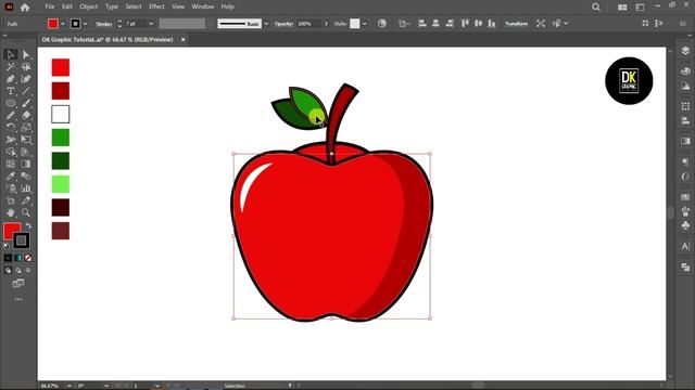 How to Draw a Vector Apple in Adobe illustrator l Vector Fruit Design #illustrator #vectordrawing