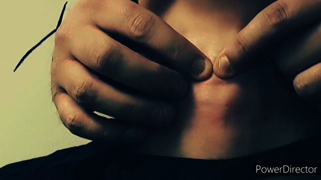 Short clip, press women adam's apple while swallow with noise !