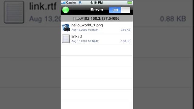 iServer - iPhone Application for file transfer