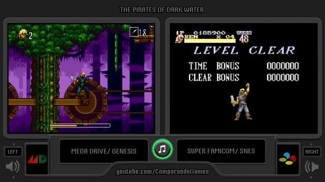 The Pirates of Dark Water (Sega Genesis vs Snes) Side by Side Comparison