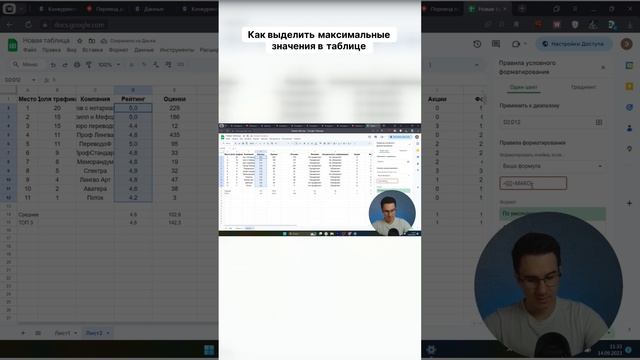 Как выделить максимальные значения в таблице