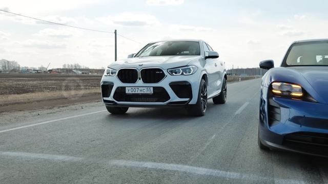 BMW X6M vs Porsche Taycan 4S vs Tesla 3 Performance смотреть онлайн