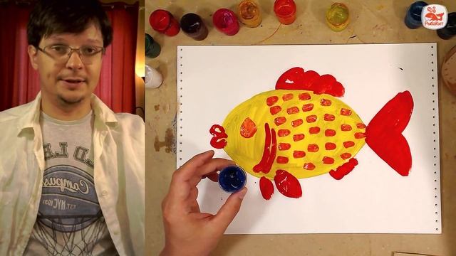 Рисуем КРАСКАМИ рыбку с РыбаКит для малышей смотреть онлайн