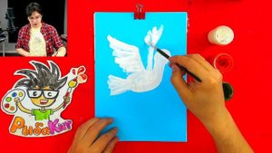 ГОЛУБЬ рисунки на 1 мая - рисуем красками с РыбаКит