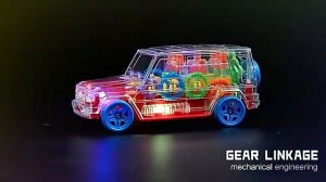 Прозрачная машинка с шестерёнками, светом и звуком Джип