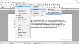 Open Office Writer Language Settings