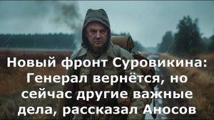 Новый фронт Суровикина: Генерал вернётся, но сейчас другие важные дела, рассказал Аносов