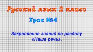 Русский язык 2 класс (Урок№4 - Закрепление знаний по разделу «Наша речь».)