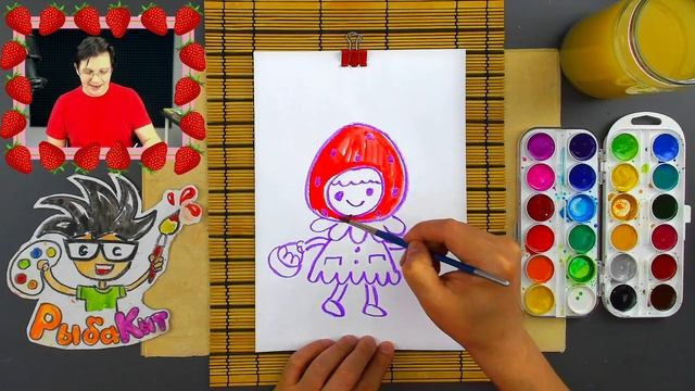 Простые рисунки - Девочка КЛУБНИЧКА рисуем сами