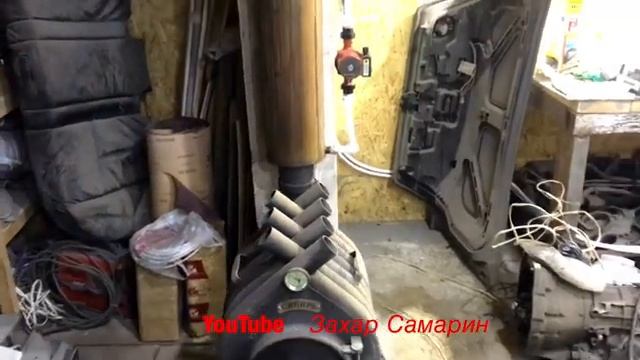 Водяное отопление от ДРОВЯНОЙ печи в ГАРАЖЕ !!! смотреть онлайн