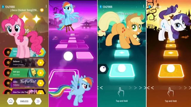 Pinkiepie - Rainbow Dash - Applejack - Rarity Song TilesHop EDM Rush littlepony rarity mlp