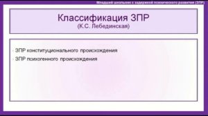 Видеолекция №1 "Особые образовательные потребности обучающихся с задержкой психического развития "