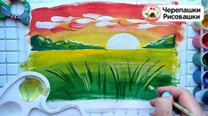 Рисуем красками цветы на лугу / Арт-друзья от Черепашки Рисовашки