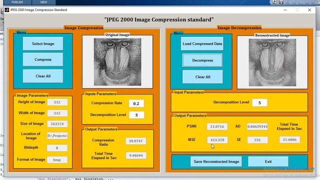 JPEG2000 Image compression MATLAB project source code