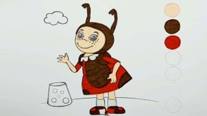Раскраска Мила, учим цвета, Лунтик. Coloring pages for children.