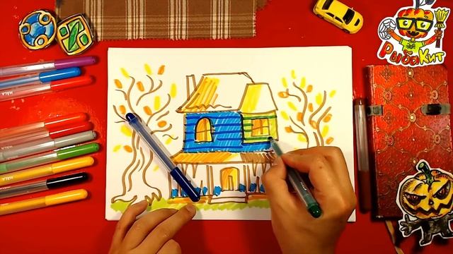 Дом МОНСТР рисуем на Хэллоуин фломастерами
