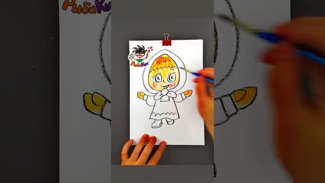 Простые рисунки Маша и медведь рисуем поэтапно и раскраска #рыбакит #простыерисунки ￼