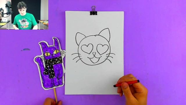 Рисуем СМАЙЛИК - Кошка с сердечками