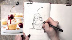 Видеоурок "Food-скетчинг. Рисуем еду. Кекс"