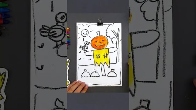 Простые рисунки рисуем чучело на Хэллоуин тыква ￼