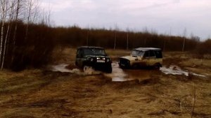 Весенняя покатуха УАЗ троффи OFF Road бездорожье Фбел на цепях