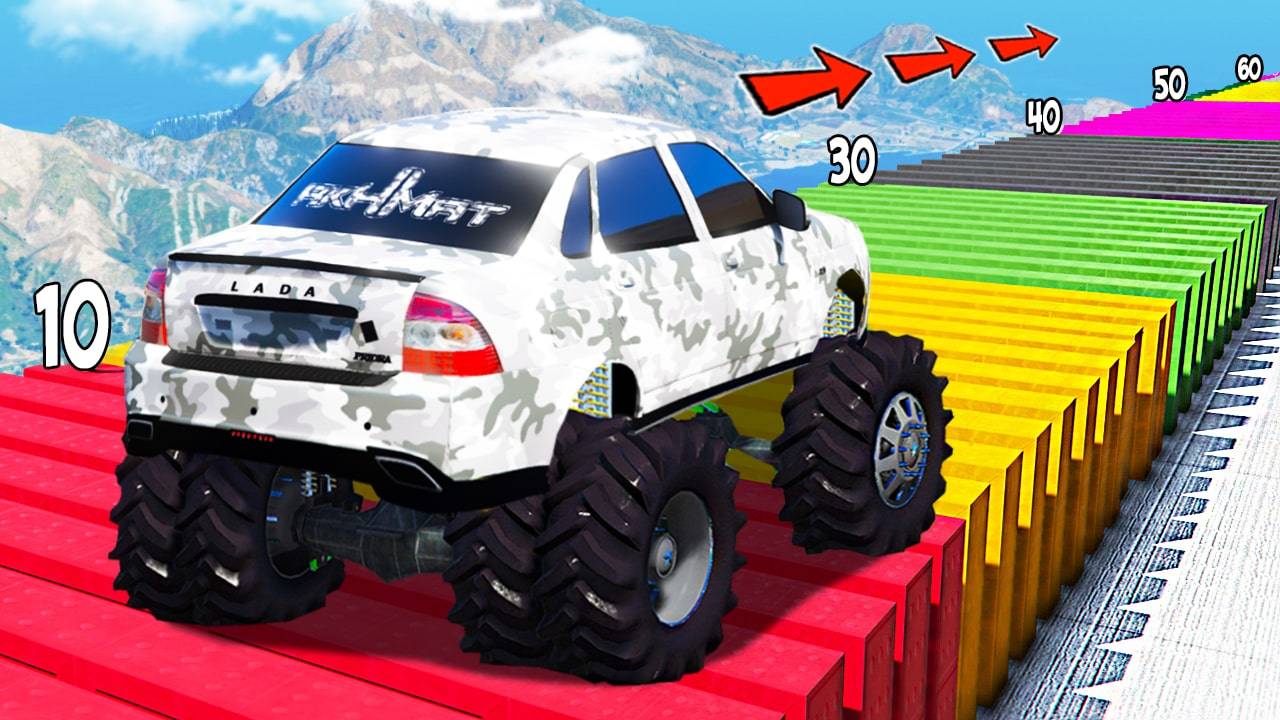 Как далеко проедет рандомная тачка по кочкам в гта 5! Русские дороги в gta 5 online! смотреть онлайн