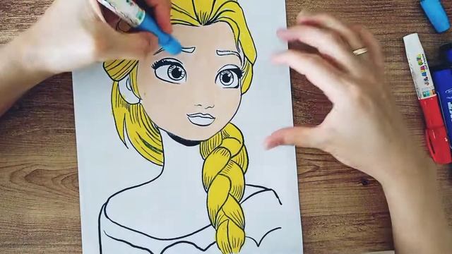 Bolalar uchun rasm bo'yash/ How to color princess Elsa / Раскраска принцессу Эльзу смотреть онлайн