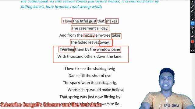 Autumn by John clare//Lecture 1//WB class 9 English//Must watch//By Bengali's Educare. смотреть онлайн