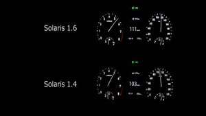 Разгон до 150 км/ч Solaris 1.4 vs Solaris 1.6