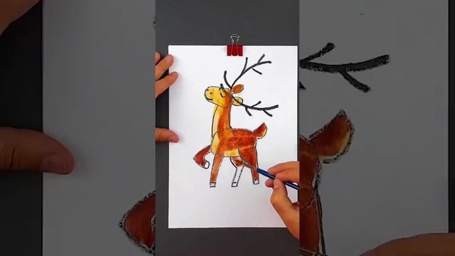 Милый олень  зима рисунки #рыбакит #простыерисунки