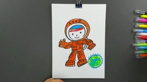 Рисуем КОСМОС и Гагарина -  РыбаКит папа рисует