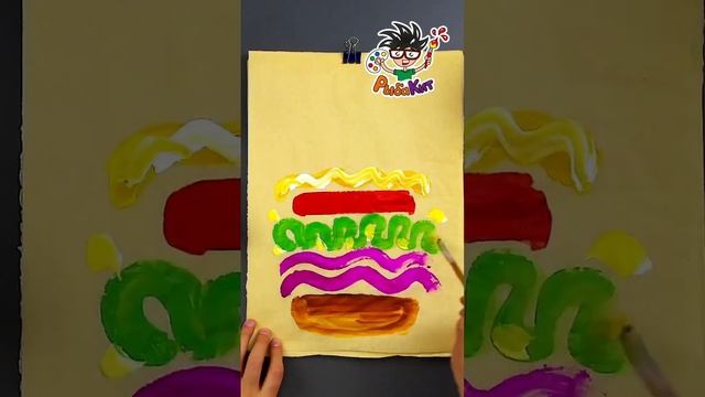 Рисуем Бургер как рисовать красками гуашь #простыерисунки ￼