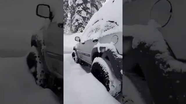 jeep kj covered by snow back on winter days