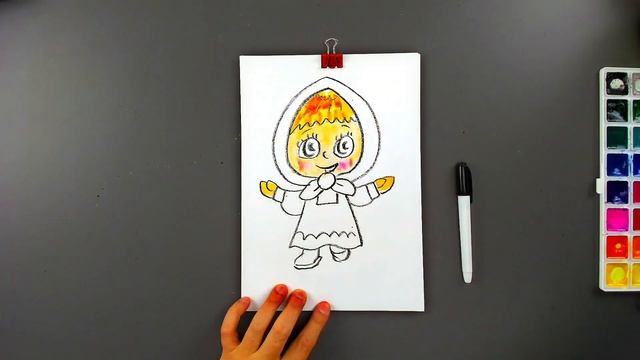 Простые рисунки - МАША - рисуем с РыбаКит + раскраска