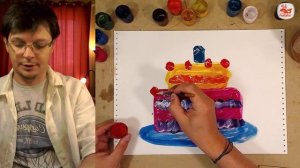 Рисуем КРАСКАМИ торт для МАЛЫШЕЙ с РыбаКит