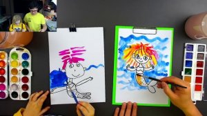 Рисуем РУСАЛКУ с Ариной красками - урок творчества для детей