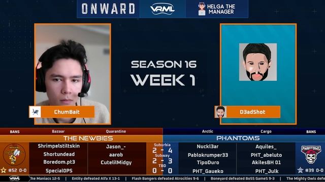 Onward - Phantoms vs The Newbies - Season 16 Week 1 - VRML смотреть онлайн