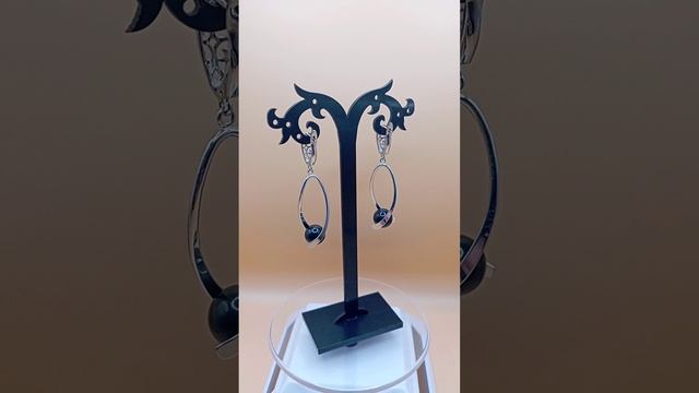Серьги с камнем соколиный глаз