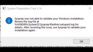 Error: Sysprep was not able to validate your Windows Installation Windows 10 1709