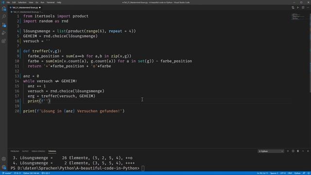 Python Tutorial deutsch, #31 Mastermind lösen смотреть онлайн