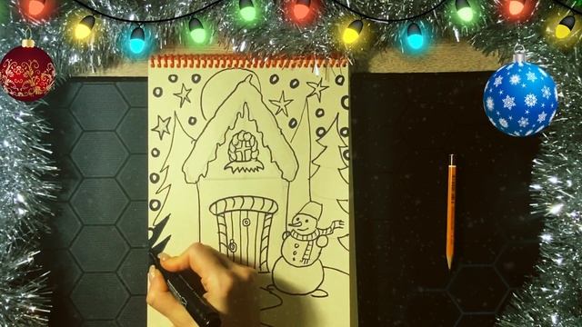Урок рисования: Пряничный домик \ Drawing lesson: Gingerbread house смотреть онлайн