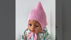 Вязаная шапочка гномика или эльфа крючком для куклы baby born (беби бон, беби борн)